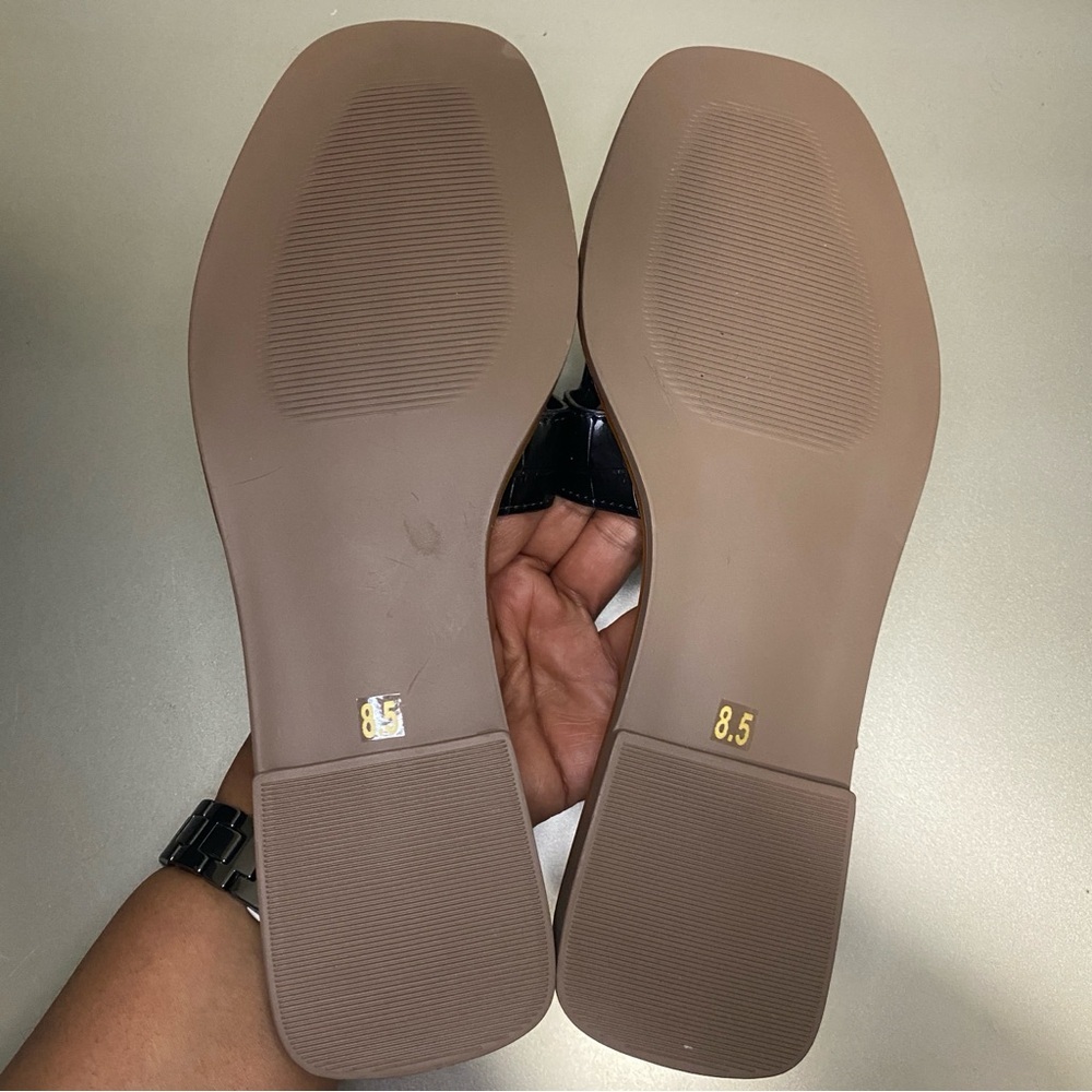 NEW STEVEN NEW YORK HARLIEN CROC EMBOSSED SLIDE SANDAL IN BLACK CROC - SIZE 8.5 - Picture 5 of 9